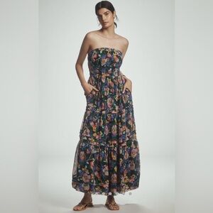 Anthropologie Floral Maxi Dress - Black and Multicolor